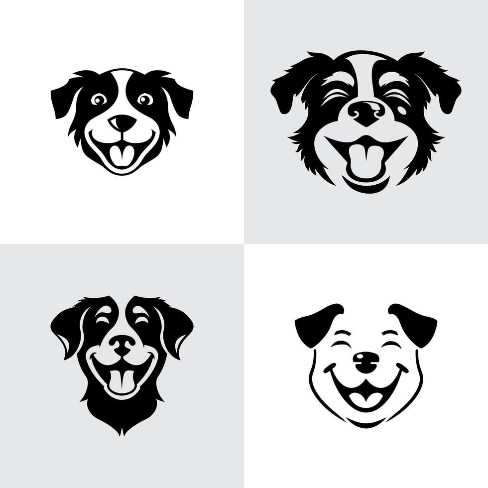 collection of black silhouettes of a dog vector
