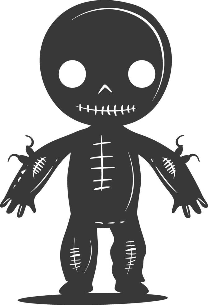 Silhouette voodoo doll black color only vector