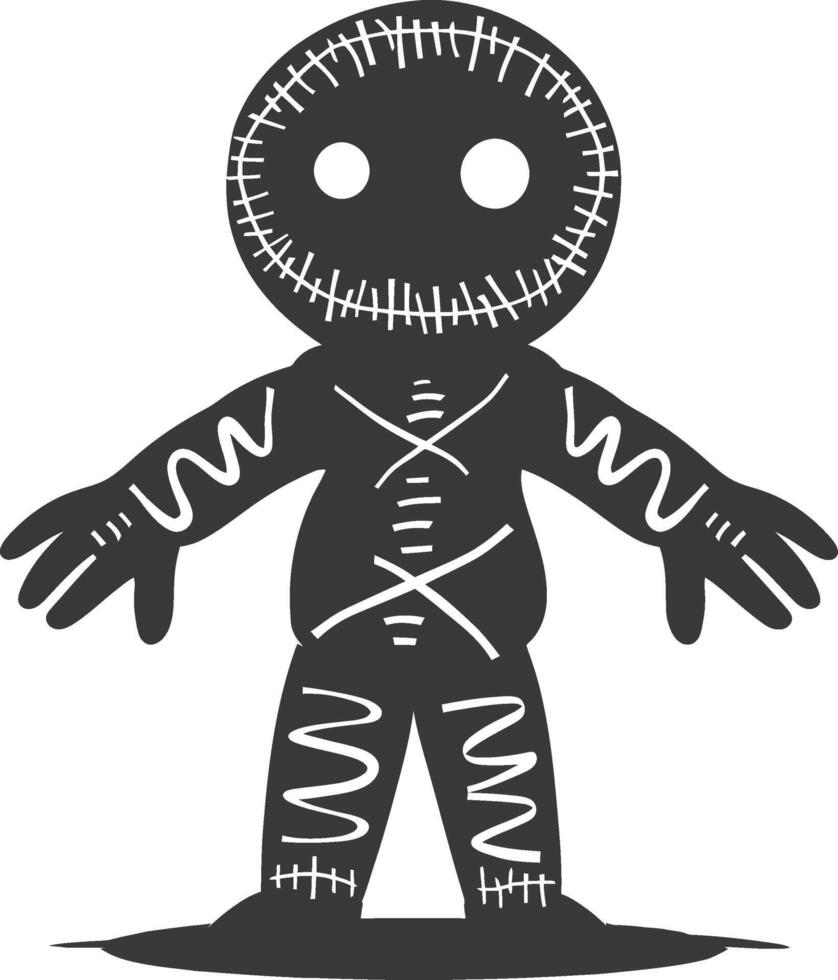 Silhouette voodoo doll black color only vector