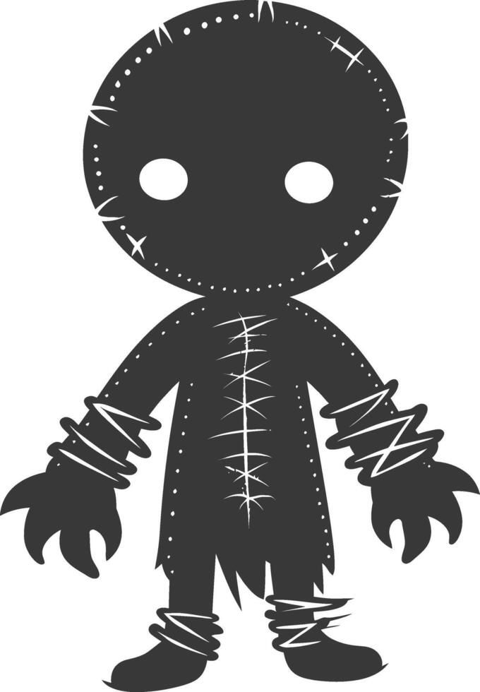 Silhouette voodoo doll black color only vector