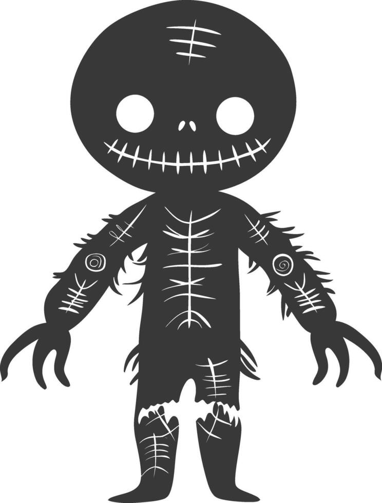 Silhouette voodoo doll black color only vector