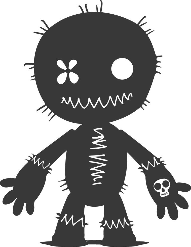 Silhouette voodoo doll black color only vector