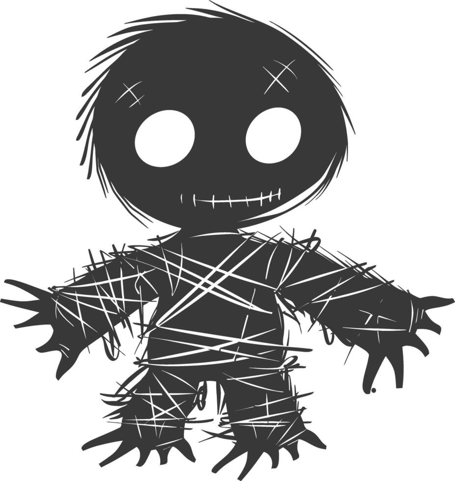Silhouette voodoo doll black color only vector