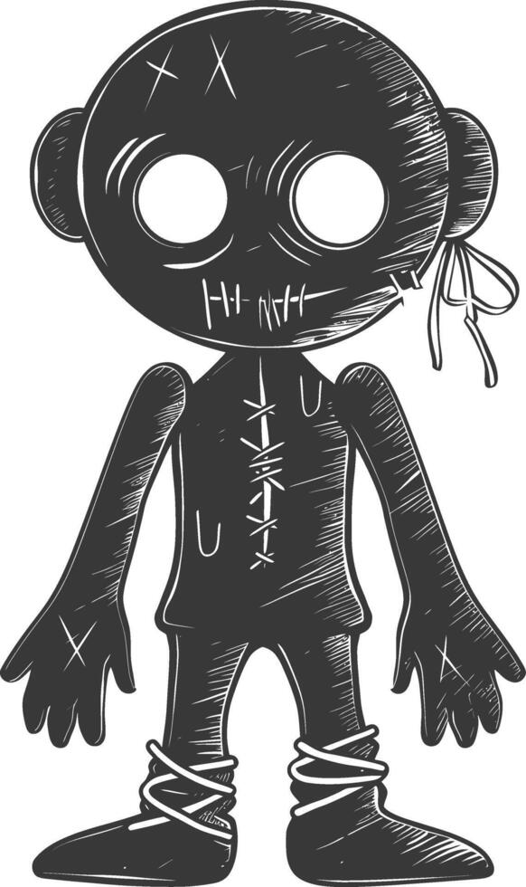 Silhouette voodoo doll black color only vector