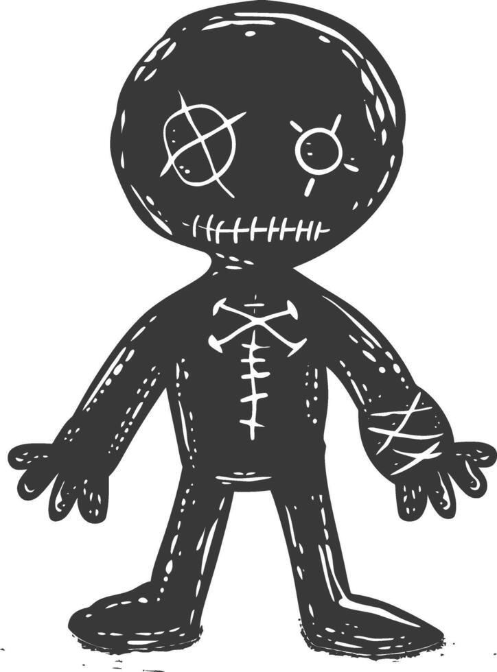 Silhouette voodoo doll black color only vector