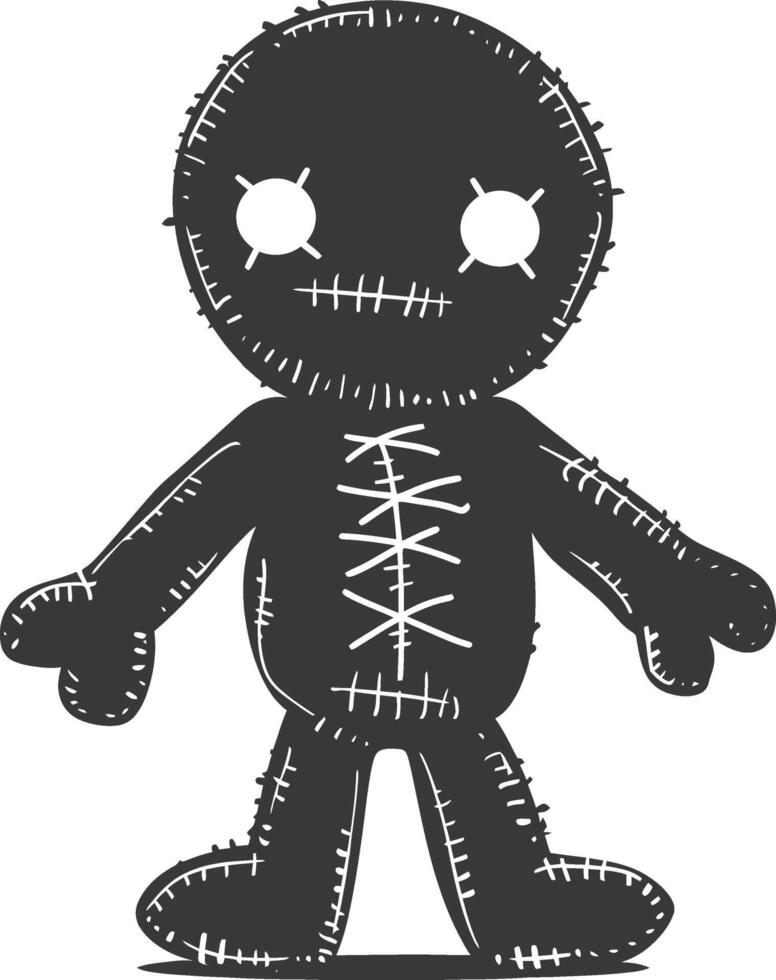 Silhouette voodoo doll black color only vector