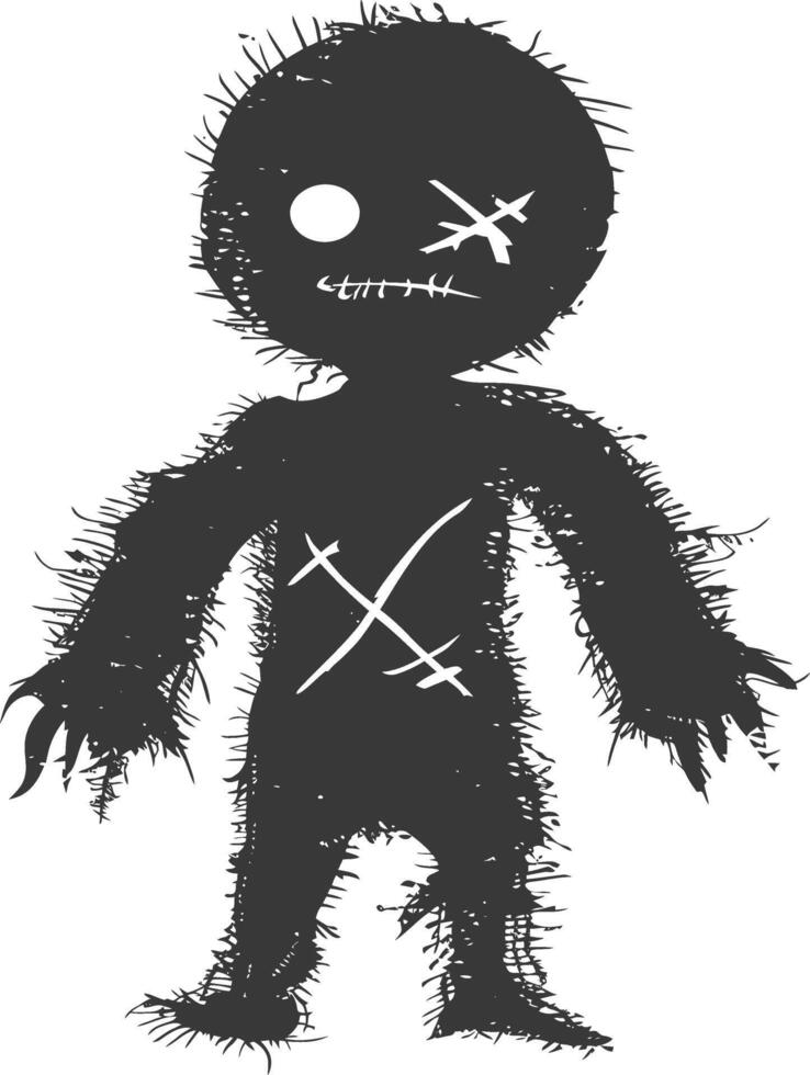 Silhouette voodoo doll black color only vector