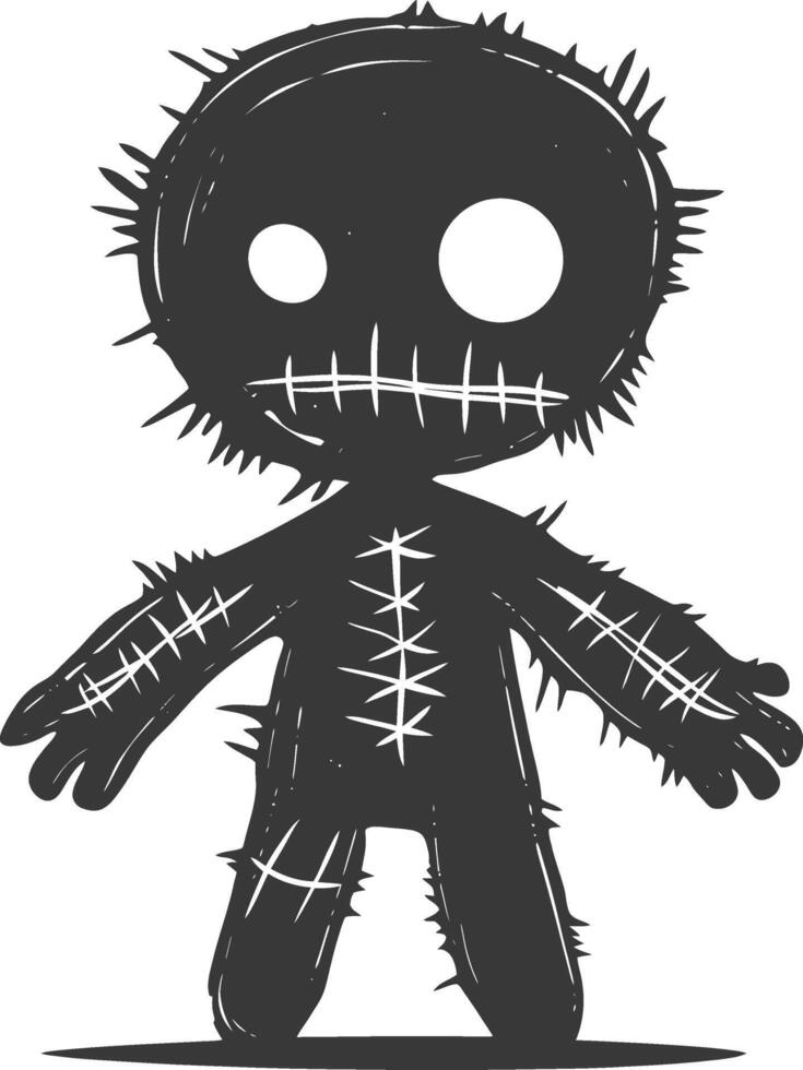 Silhouette voodoo doll black color only vector