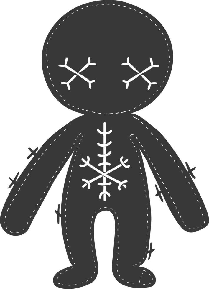 Silhouette voodoo doll black color only vector