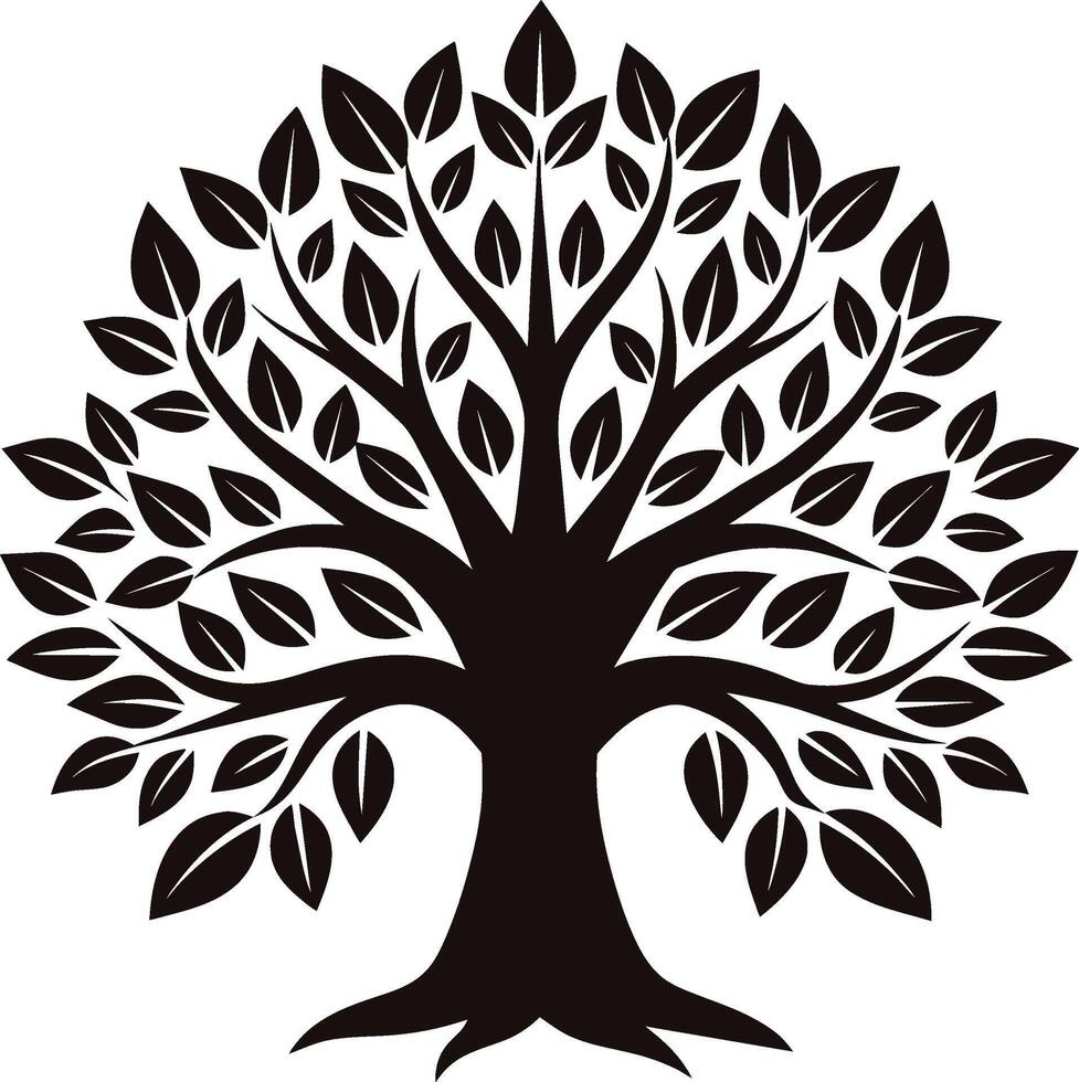 Tree of Life with Leaves Silhouette Perfect for Projects vector