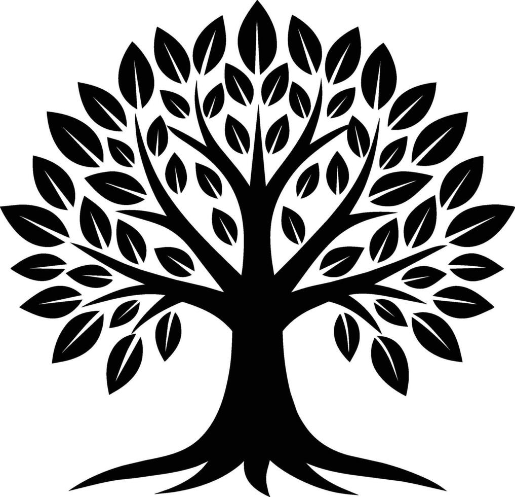 Tree of Life with Leaves Silhouette Perfect for Projects vector