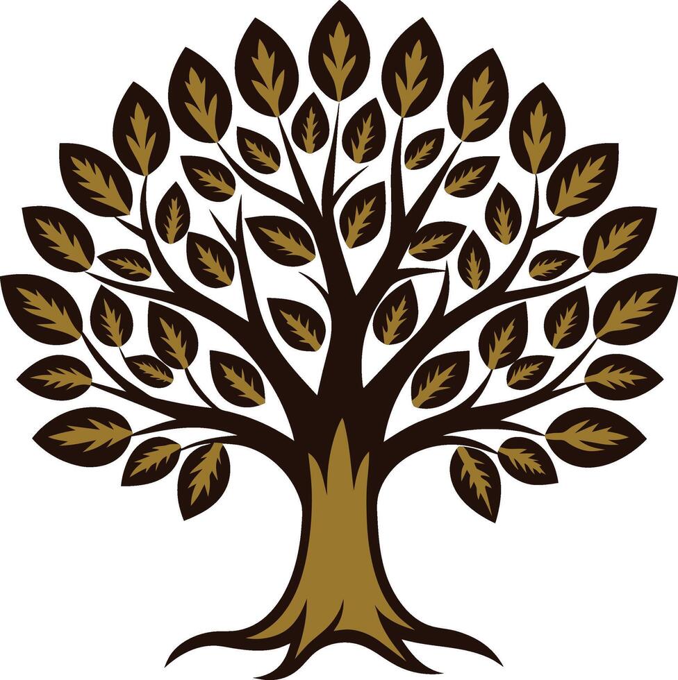 Tree of Life with Leaves Silhouette Perfect for Projects vector
