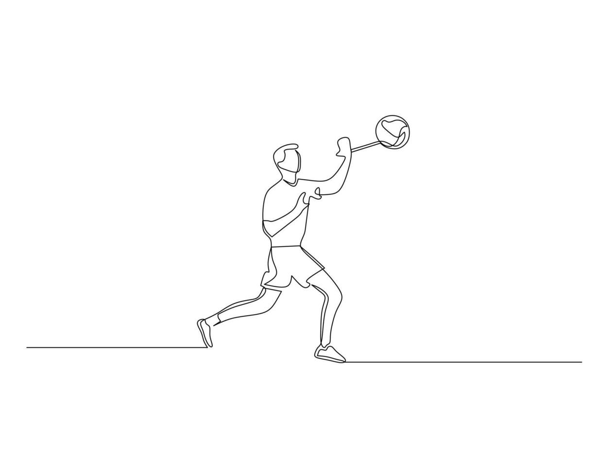 Continuous single line drawing of male volleyball athlete passing the ball. volleyball tournament event . Design illustration vector