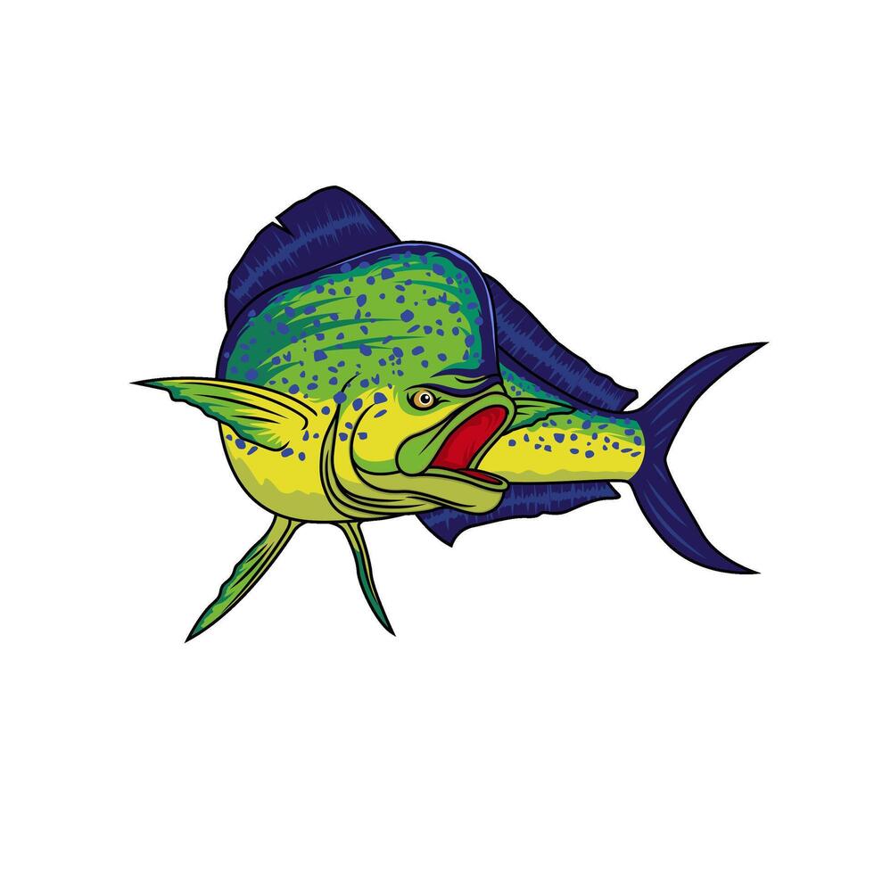 mahimahi dorado fishing illustration logo image t shirt vector