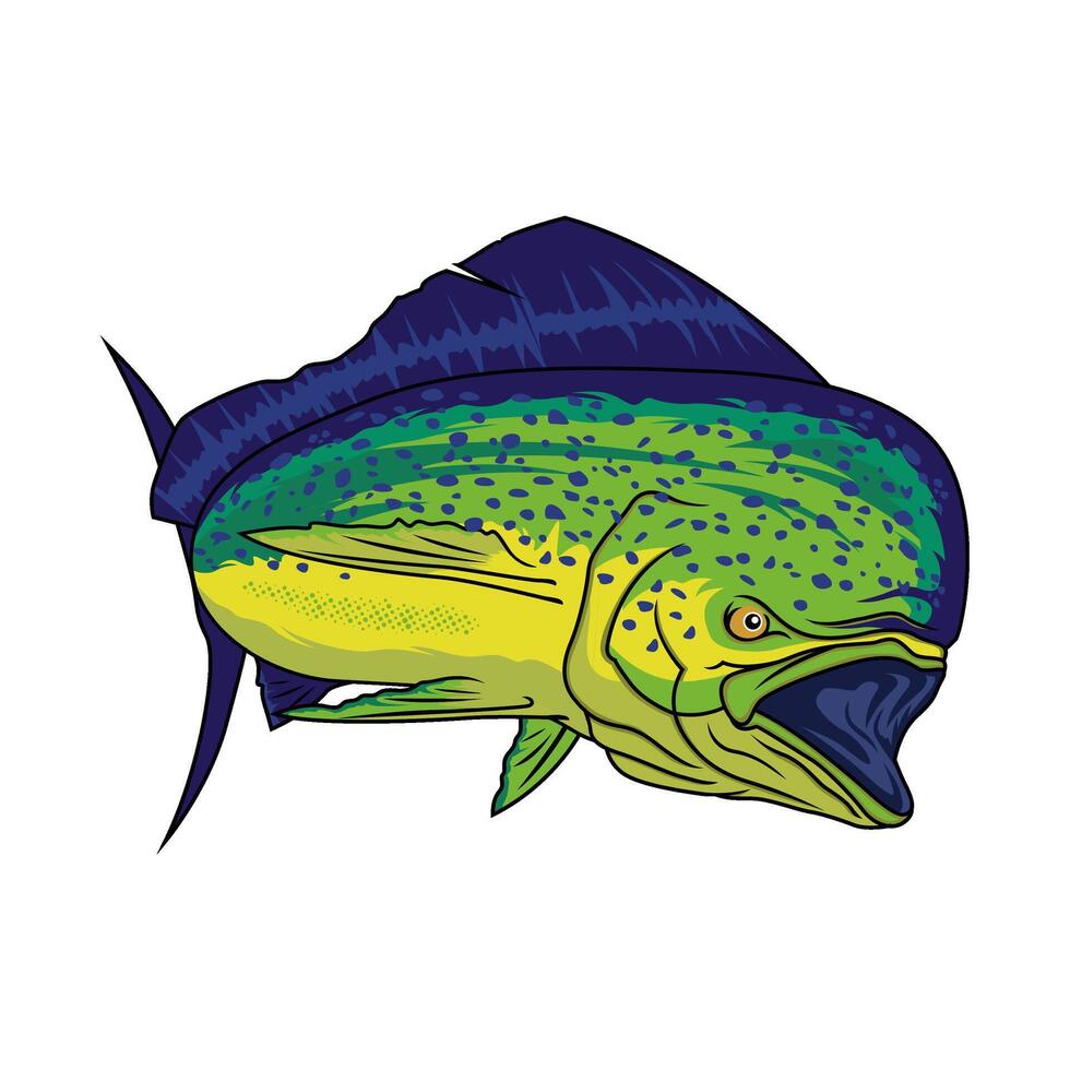 mahimahi dorado fishing illustration logo image t shirt vector