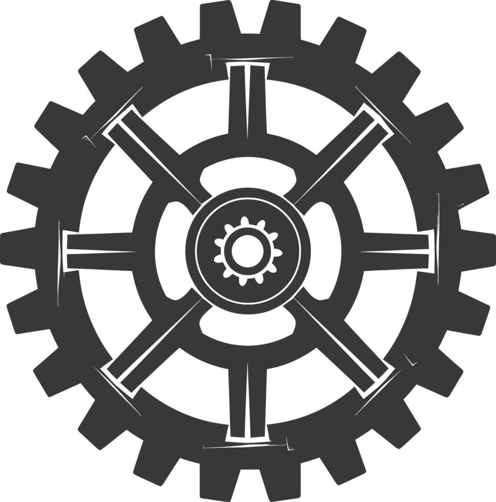 Silhouette Cogwheel machine gear black color only vector