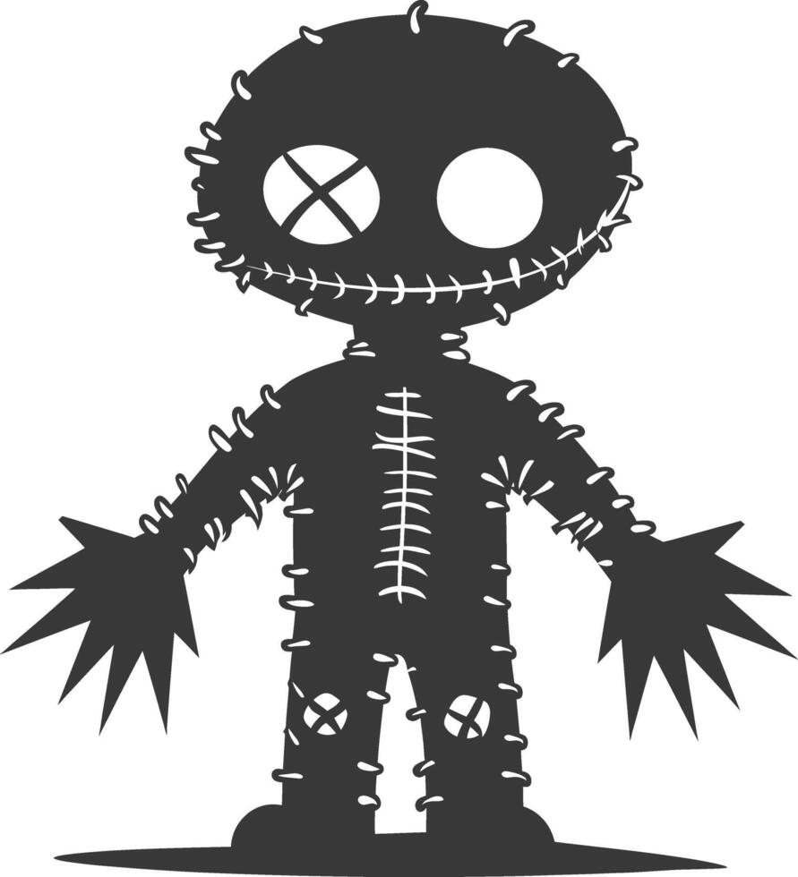 Silhouette voodoo doll black color only vector