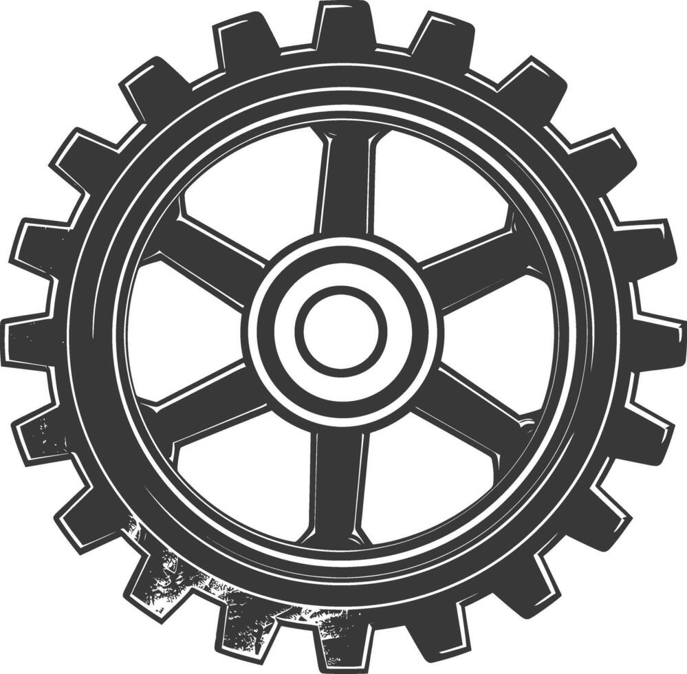 Silhouette Cogwheel machine gear black color only vector