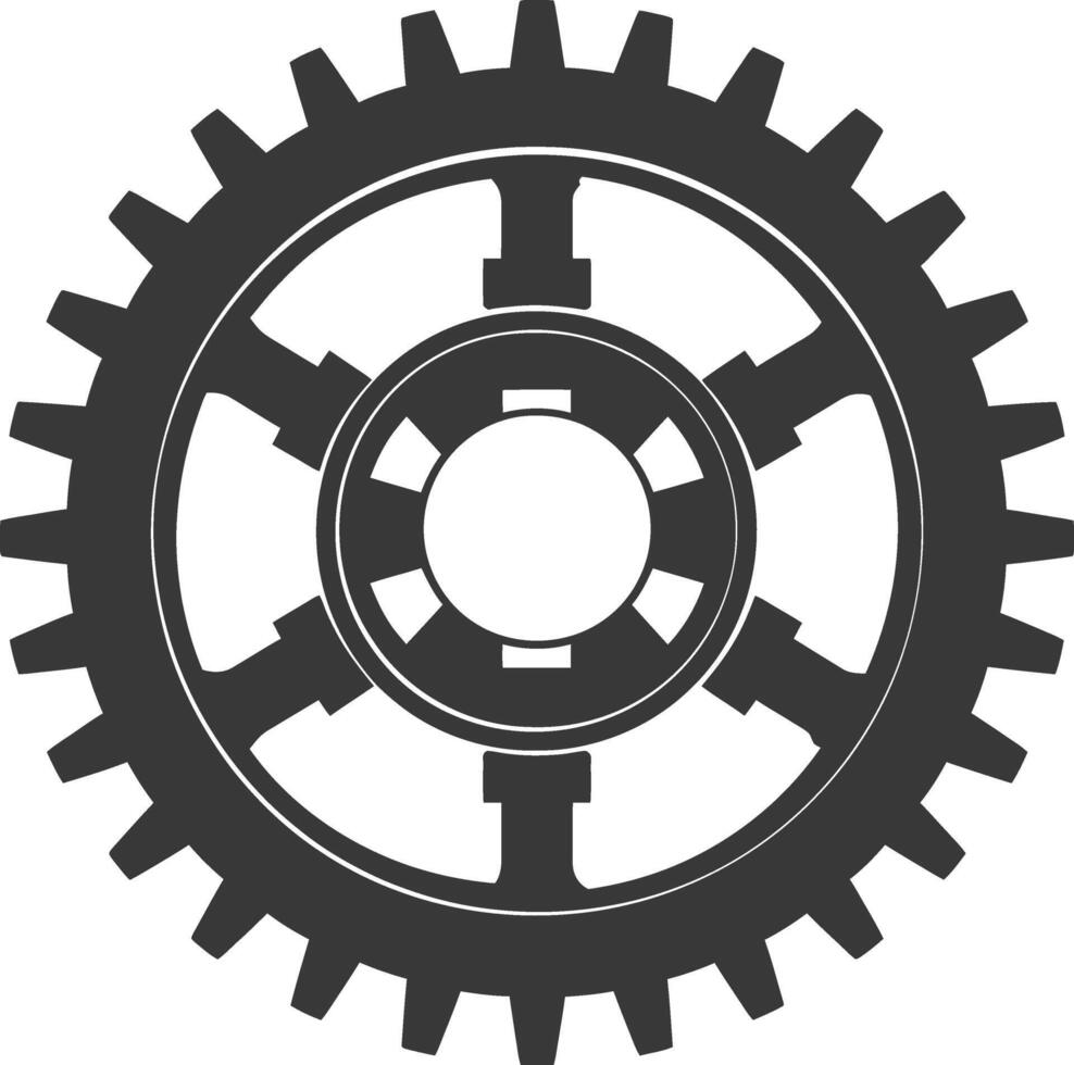 Silhouette Cogwheel machine gear black color only vector