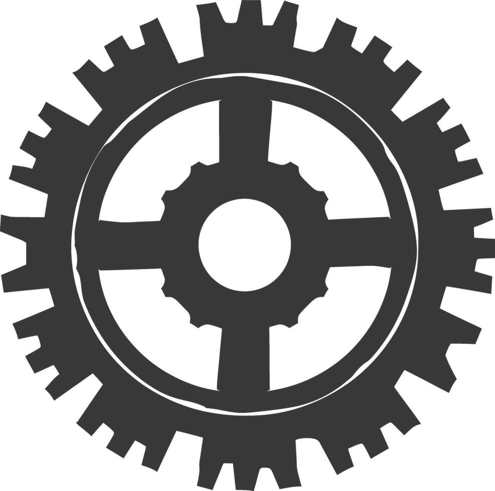 Silhouette Cogwheel machine gear black color only vector