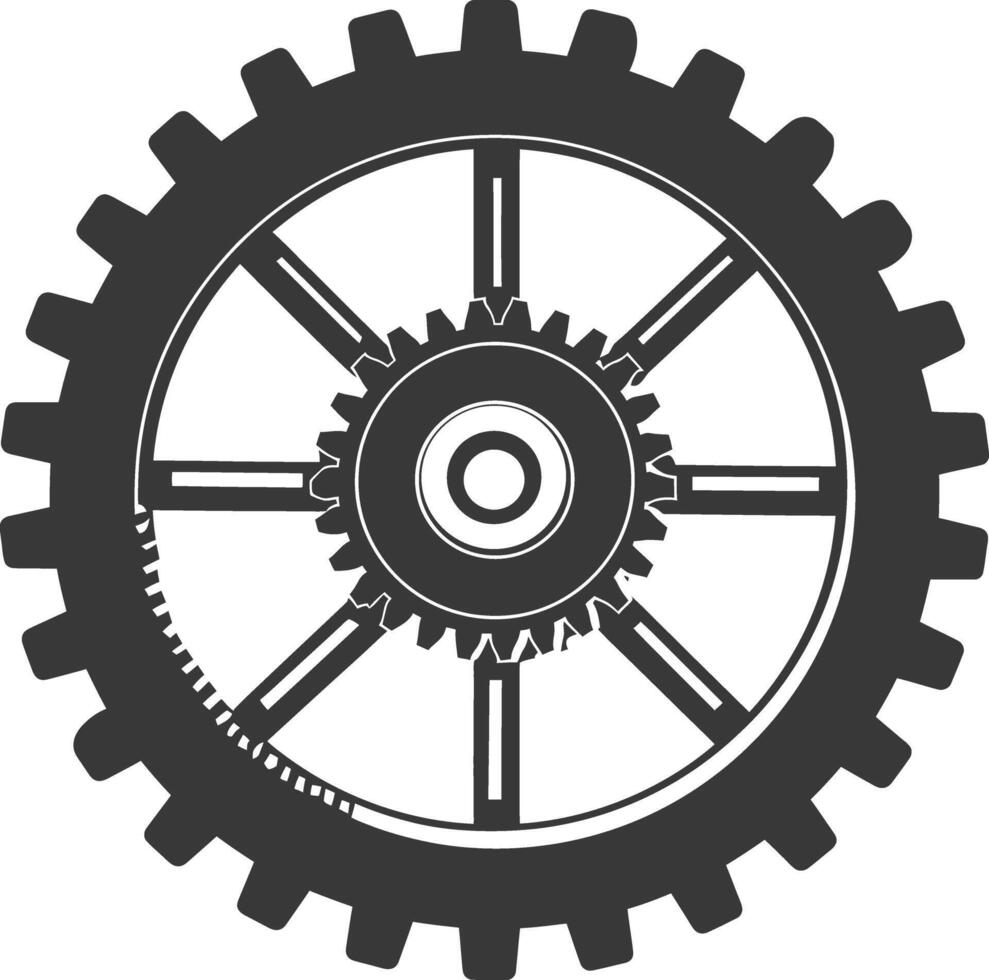 Silhouette Cogwheel machine gear black color only vector