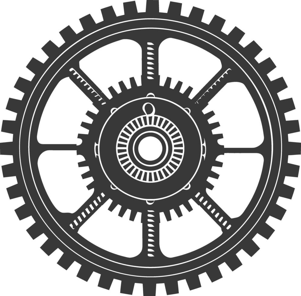 Silhouette Cogwheel machine gear black color only vector