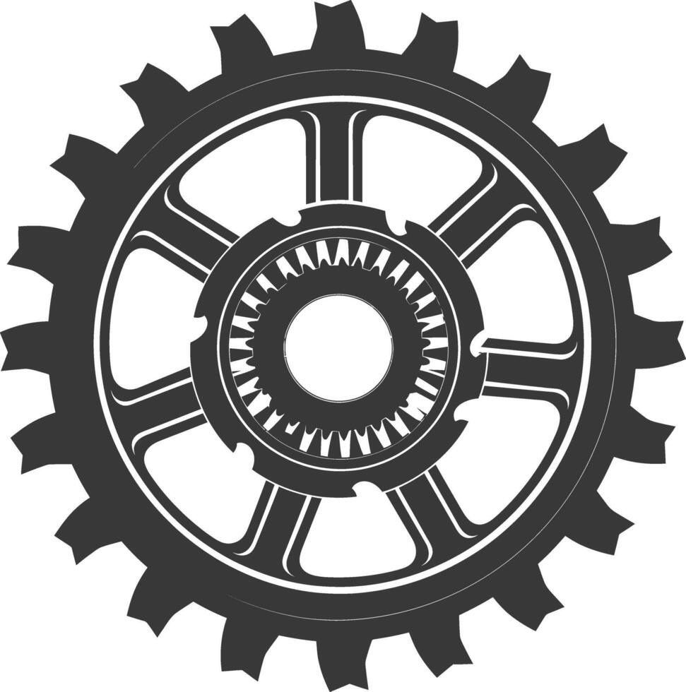 Silhouette Cogwheel machine gear black color only vector