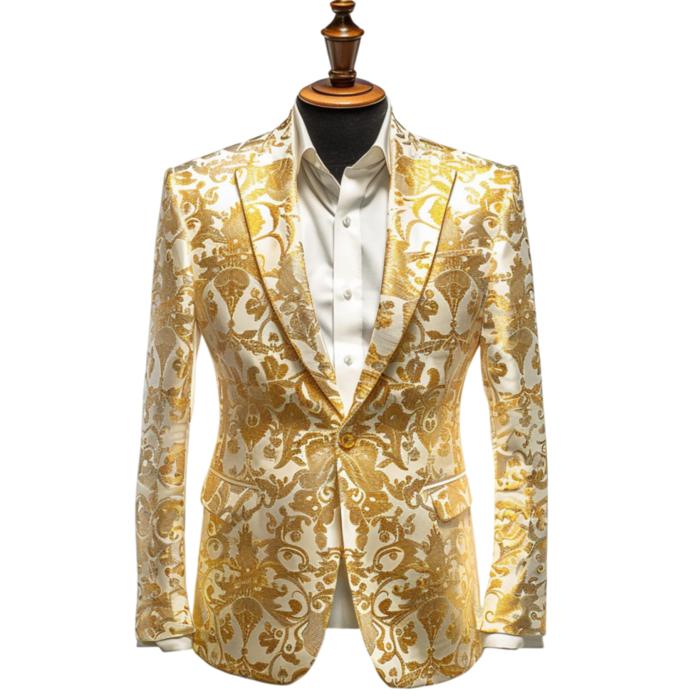 Elegance Redefined White and Gold Blazers for Sophisticated Style png