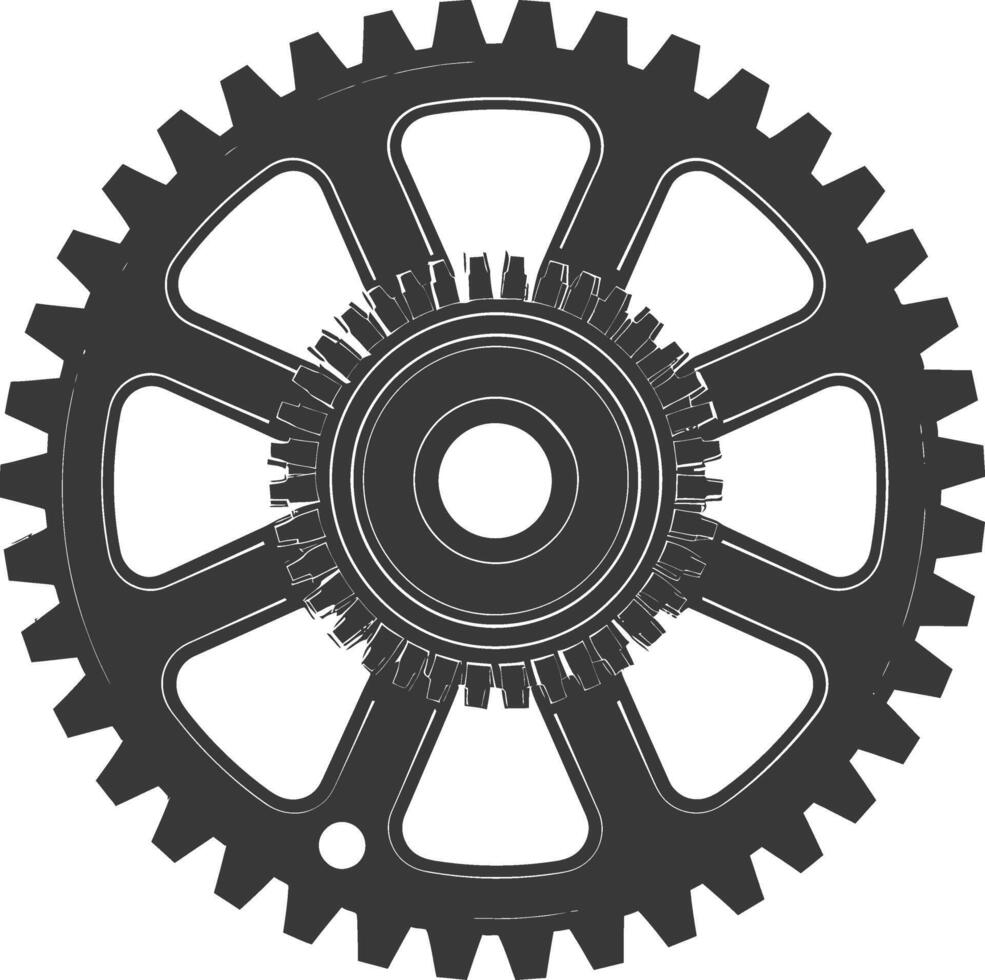Silhouette Cogwheel machine gear black color only vector