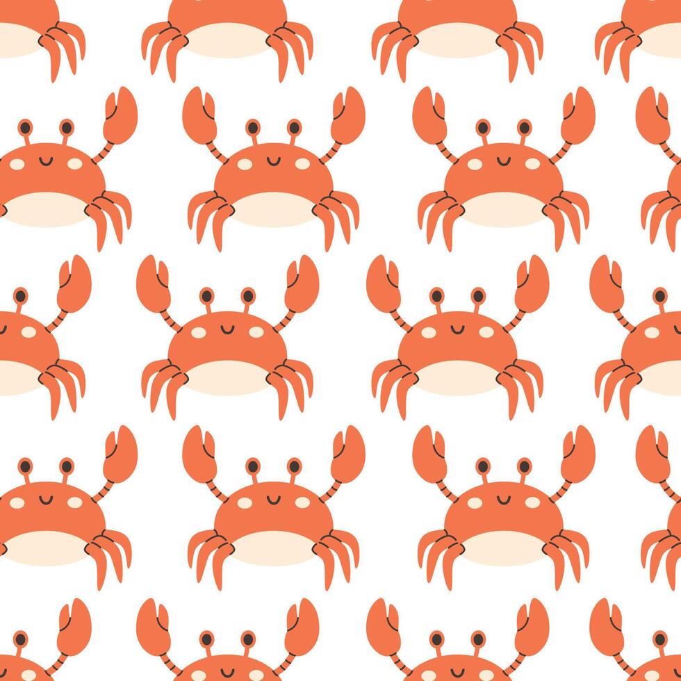 Seamless pattern with cute crabs. Sea animal. Ocean fauna. vector