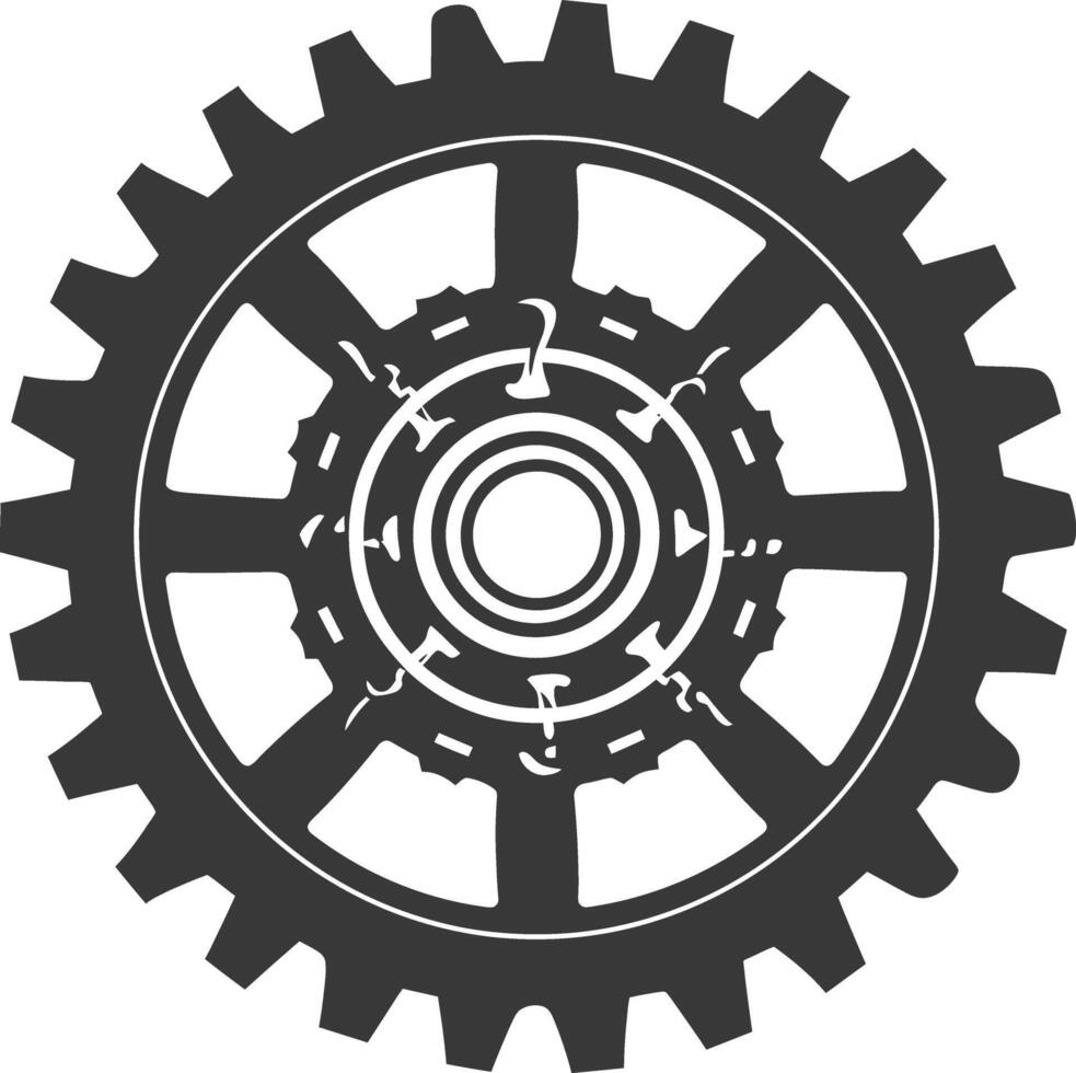 Silhouette Cogwheel machine gear black color only vector