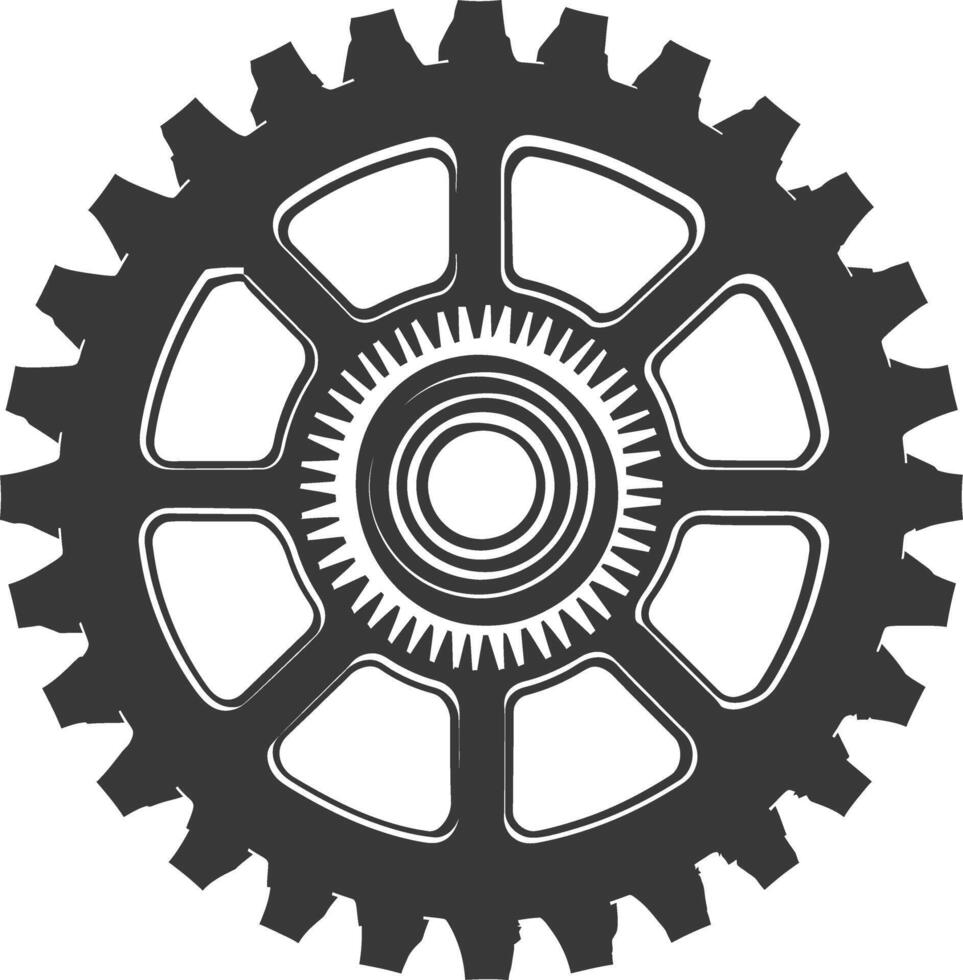 Silhouette Cogwheel machine gear black color only vector