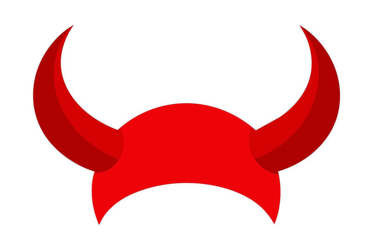Red devil horns symbol with a curved shape design. Halloween, evil, fantasy, spooky concept. Isolated on white background vector