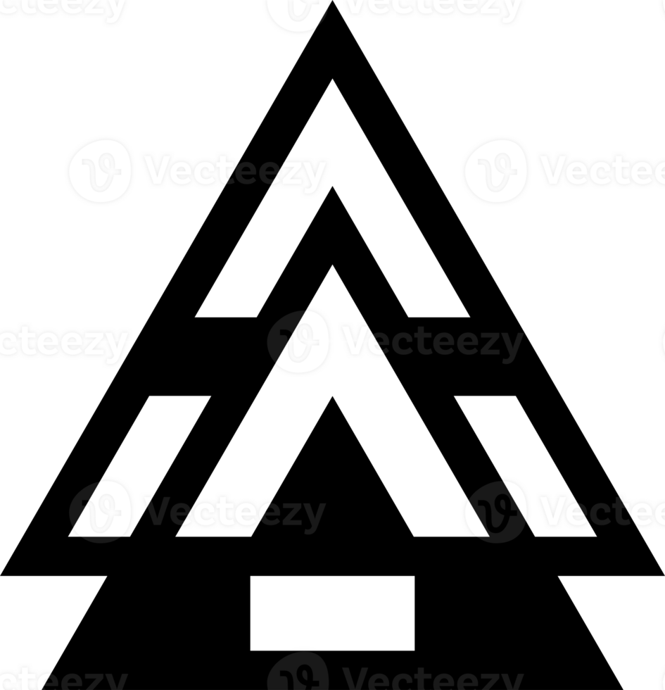 Abstract triangle design element. Decorative geometric pyramid shape, triangular patterned, stylized form png