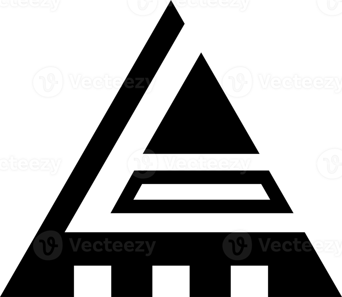 Abstract triangle design element. Decorative geometric pyramid shape, triangular patterned, stylized form png