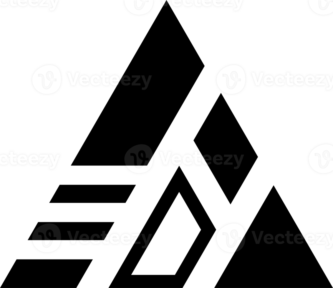 Abstract triangle design element. Decorative geometric pyramid shape, triangular patterned, stylized form png