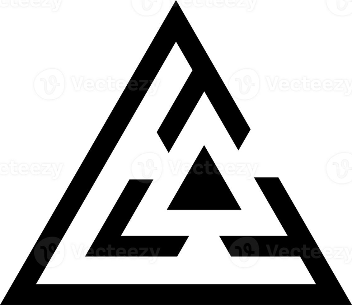 Abstract triangle design element. Decorative geometric pyramid shape, triangular patterned, stylized form png