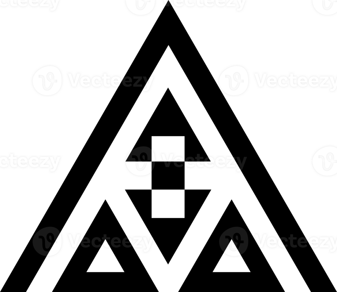 Abstract triangle design element. Decorative geometric pyramid shape, triangular patterned, stylized form png