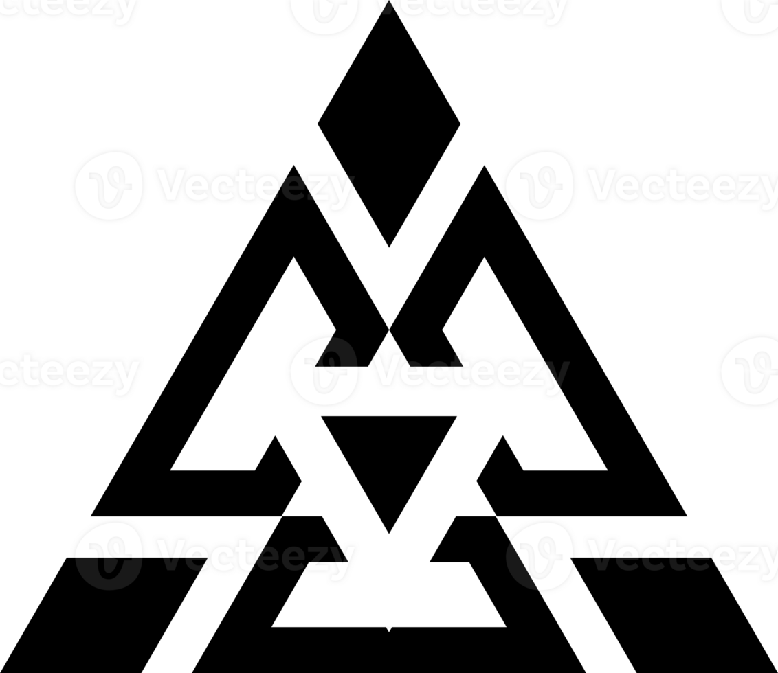 Abstract triangle design element. Decorative geometric pyramid shape, triangular patterned, stylized form png