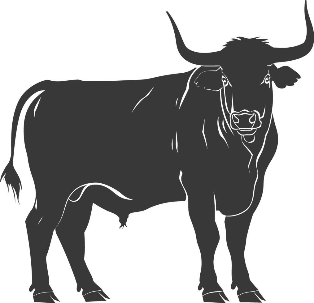 Silhouette bull animal black color only vector