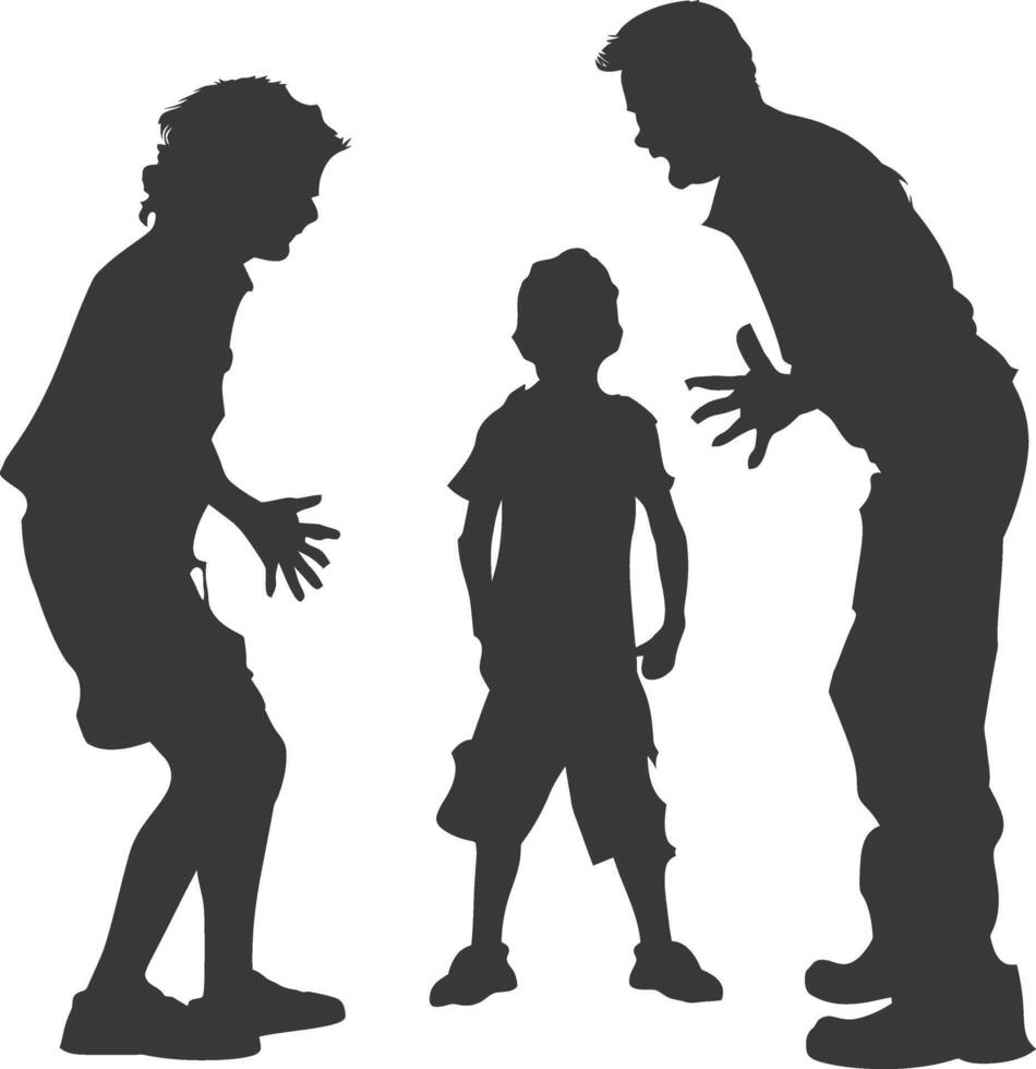 Silhouette Child abuse Parents scold children boy black color only vector
