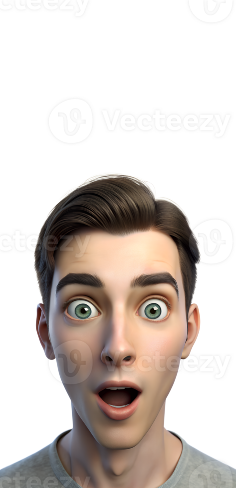 Depict a person with wide eyes, mouth slightly open png