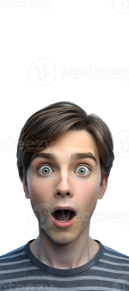 Depict a person with wide eyes, mouth slightly open png