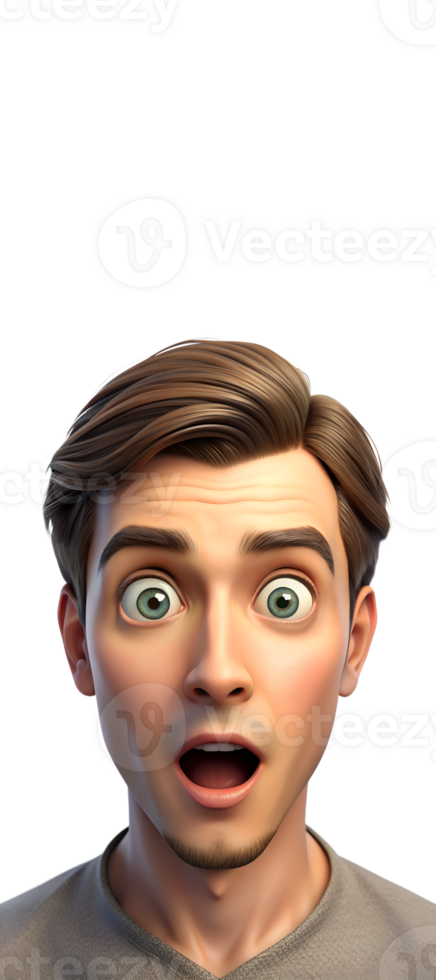 Depict a person with wide eyes, mouth slightly open png
