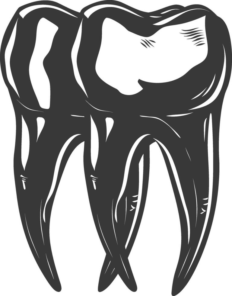 Silhouette Cavity Teeth black color only vector