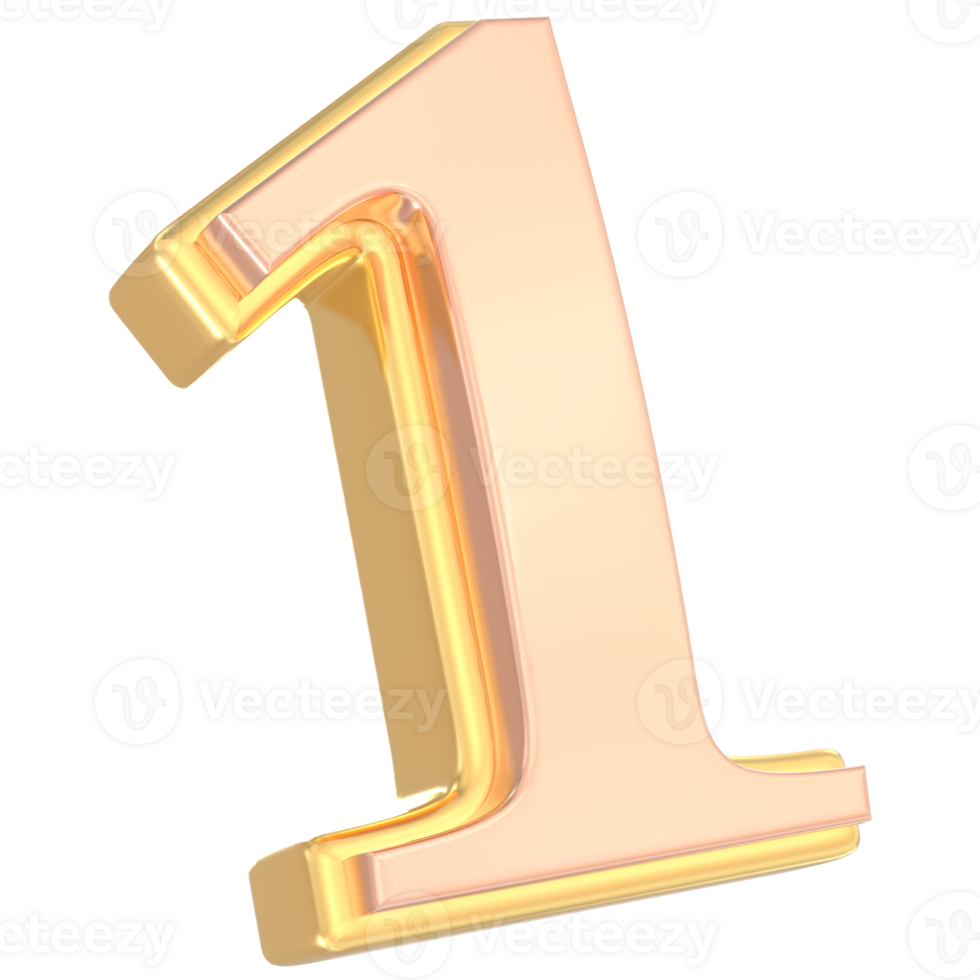 Number 1 Gold 3D png