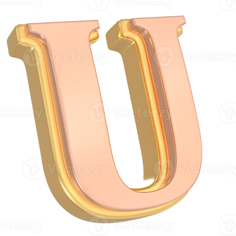 U Font Gold 3D png