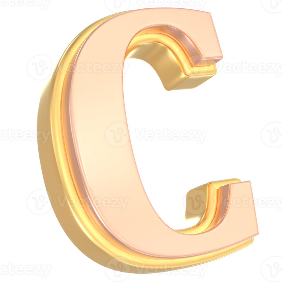 C Font Gold 3D png