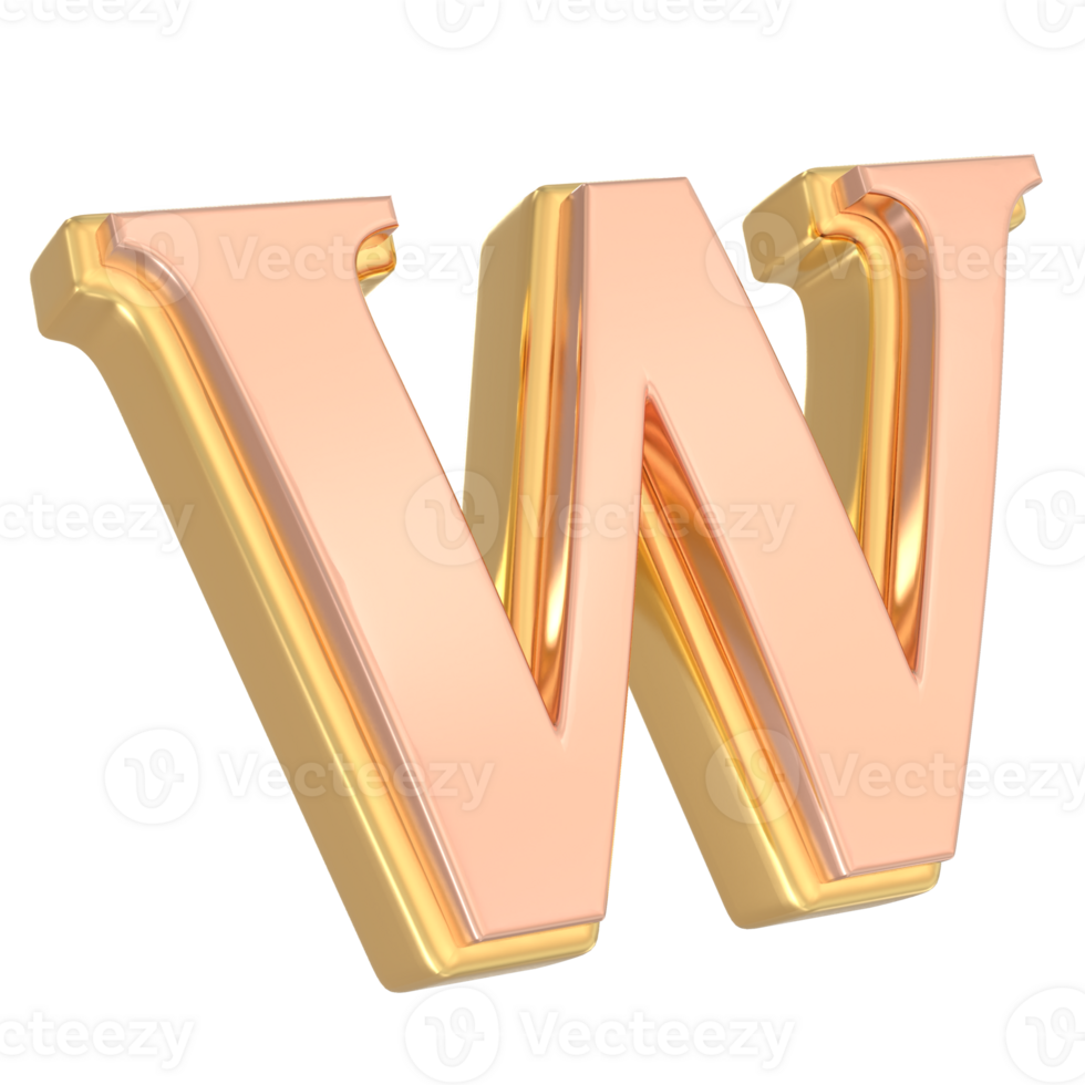 W Font Gold 3D png