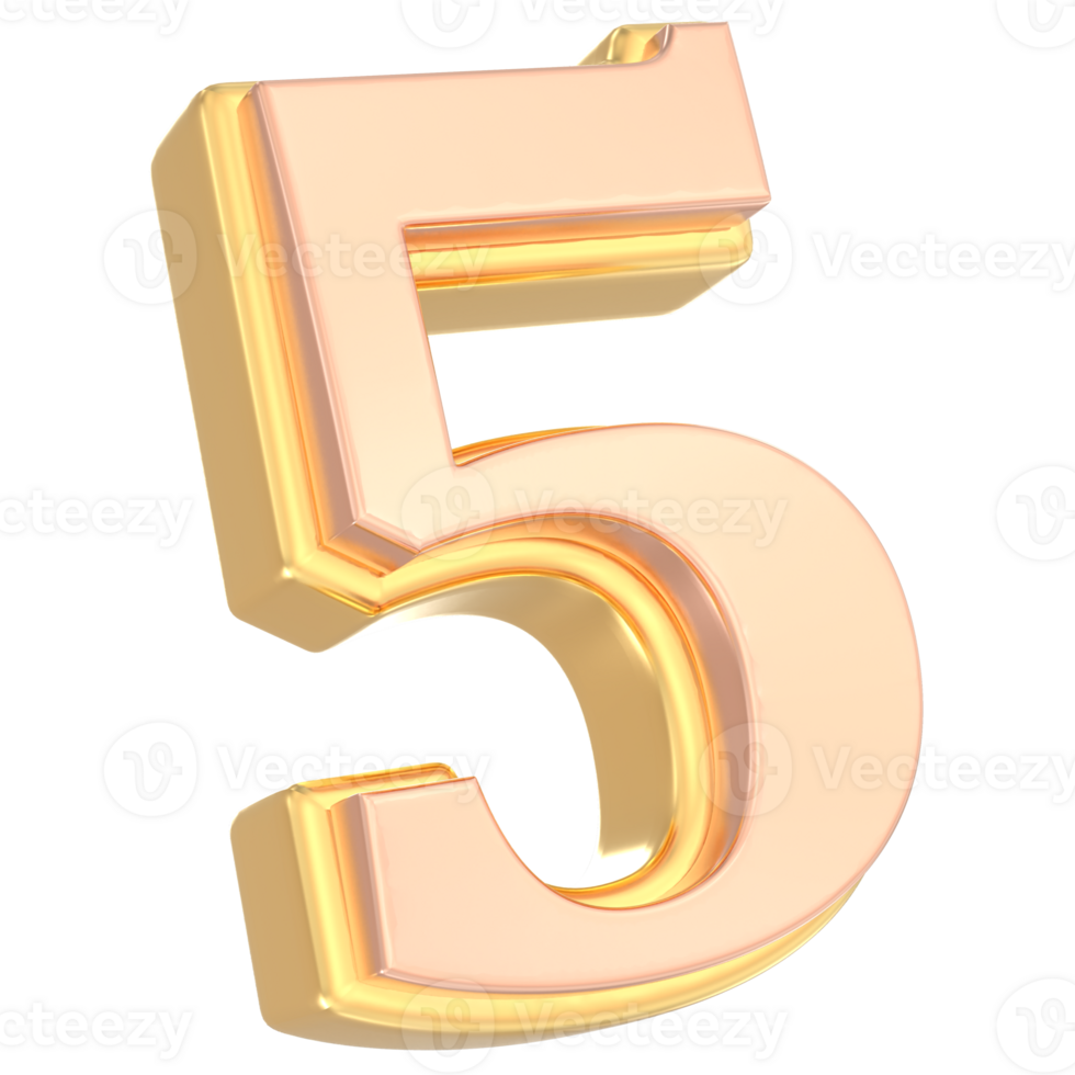 Number 5 Gold 3D png
